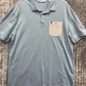 Travis Mathew Sky Blue Polo with Gray Pocket
